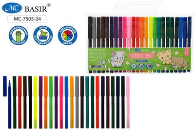 Фломастеры 24цв. "Котята" цветной корпус (Basir)