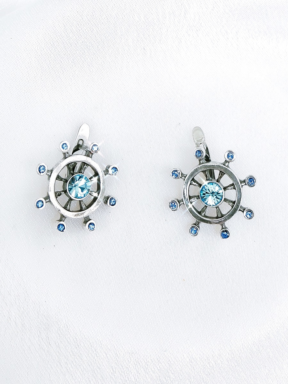 "Рудерлис" серьги в серебряном покрытии из коллекции "Морской круиз" от Jenavi  с английским замком