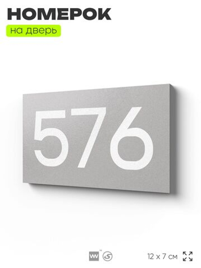 Номер на дверь 576, табличка на дверь для офиса, квартиры, кабинета, аудитории, склада, серая 120х70 мм, Айдентика Технолоджи