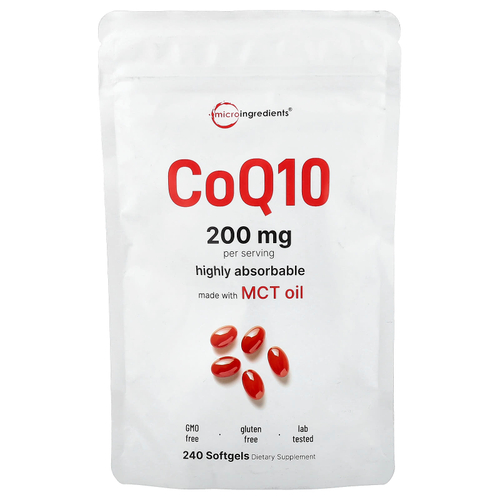 Micro Ingredients, коэнзим Q10, 240 мягких таблеток (100 мг в 1 капсуле)