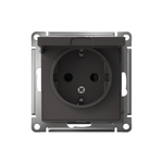 Розетка AtlasDesign 16А IP20 с заземл. защ. шторки с крышкой механизм базальт SE ATN001446