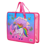 Папка школьная на молнии Basir, формат А4, сумка, серия "Единорог", с тканевыми ручками и с тканевой окантовкой, 33,5*26,5