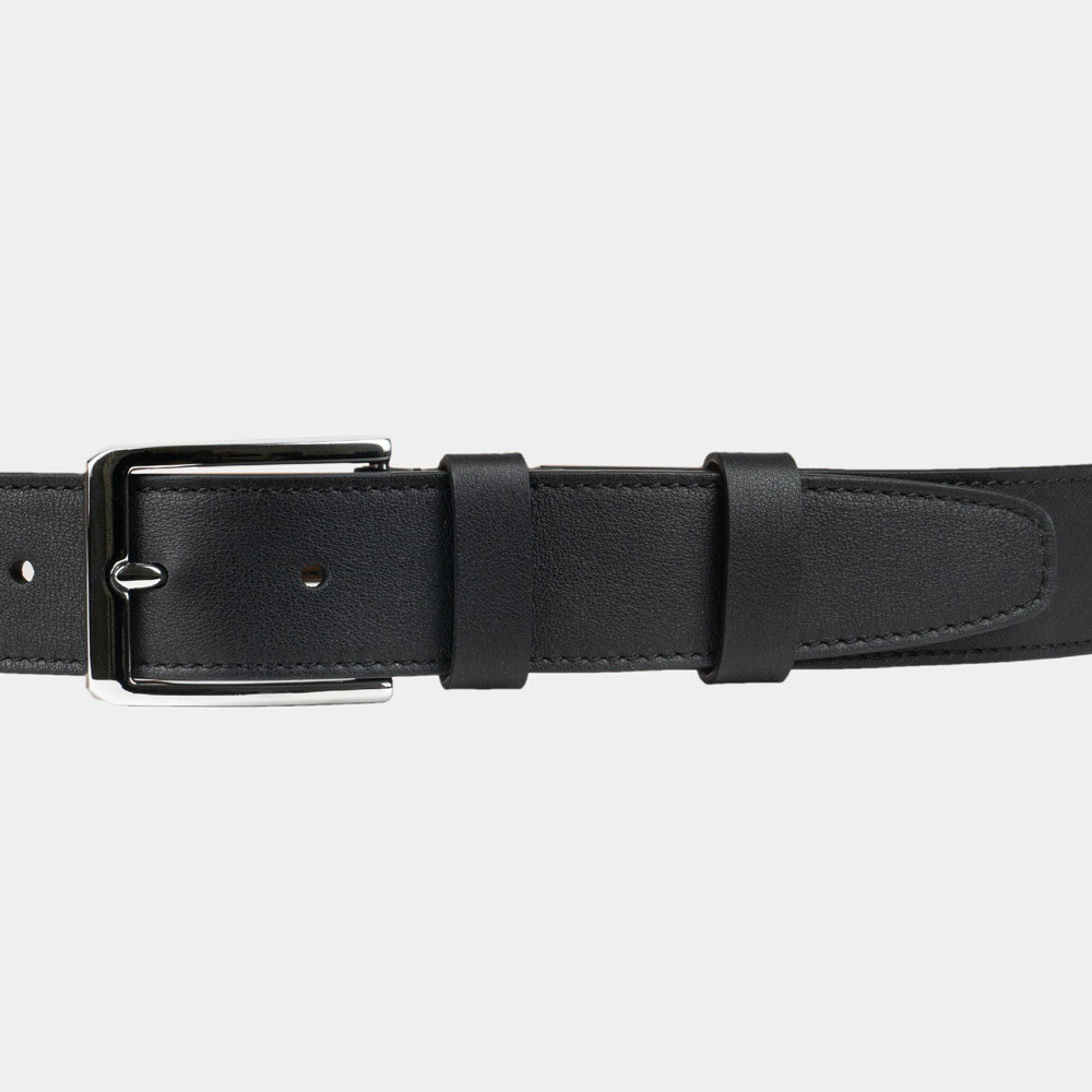 Ремень кожаный мужской из натуральной телячьей кожи 40 мм, чёрный