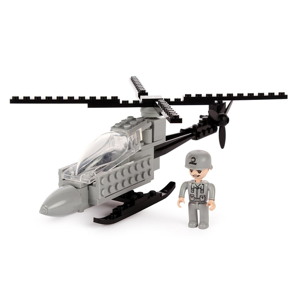 Конструктор блочный Аусини Армия " Вертолёт, 61эл. коробка A807-H26101