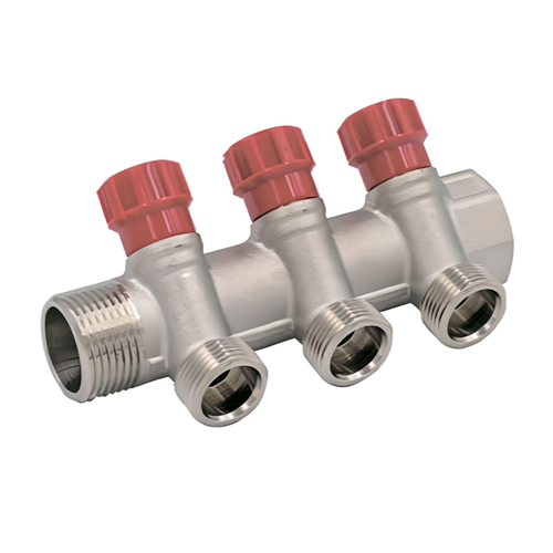 Коллектор с вент. кранами КОНУС  1"х3/4-3вых. ViEiR (16/1шт)