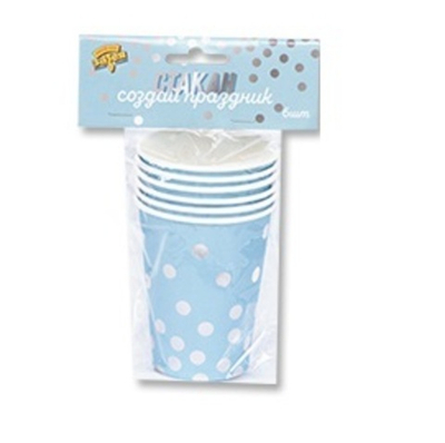 Стаканы Горошек серебряный 210мл 6шт бумажный