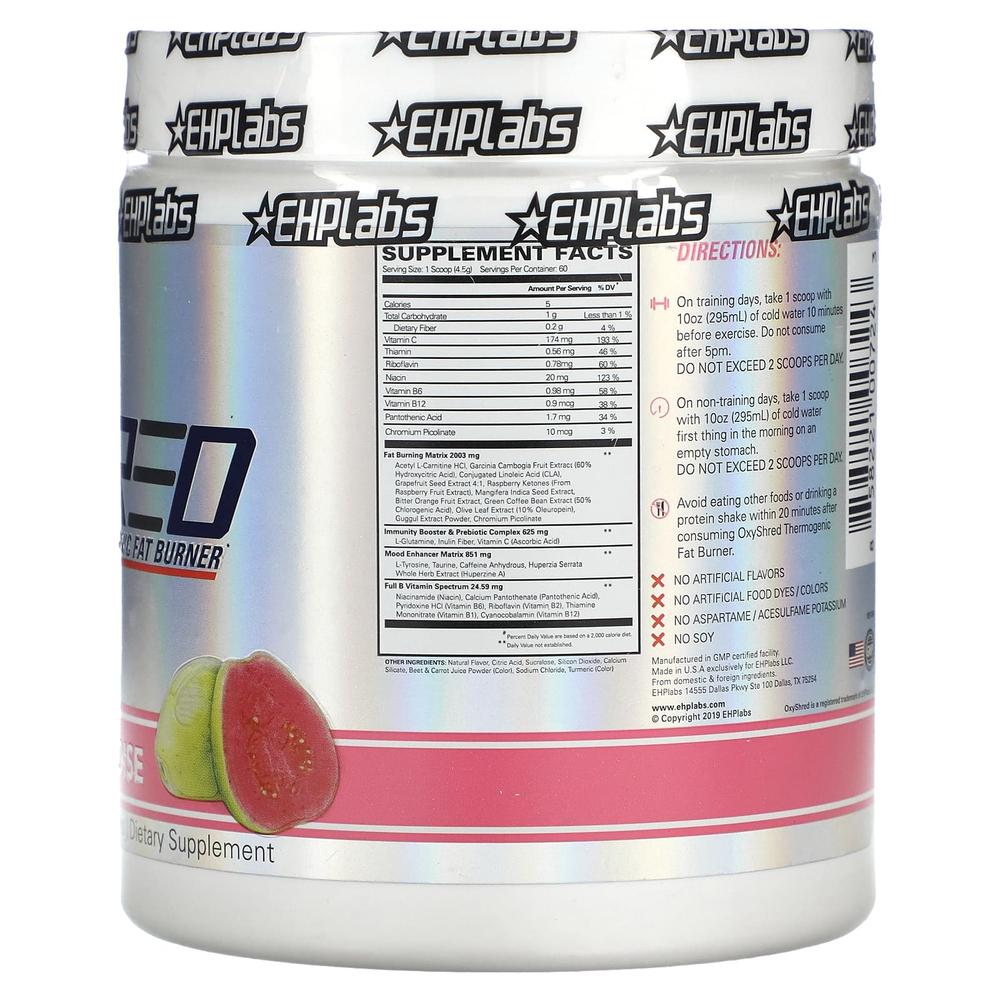 EHPlabs, OxyShred, термогенный сжигатель жира, со вкусом гуавы, 270 г (9,5 унции)