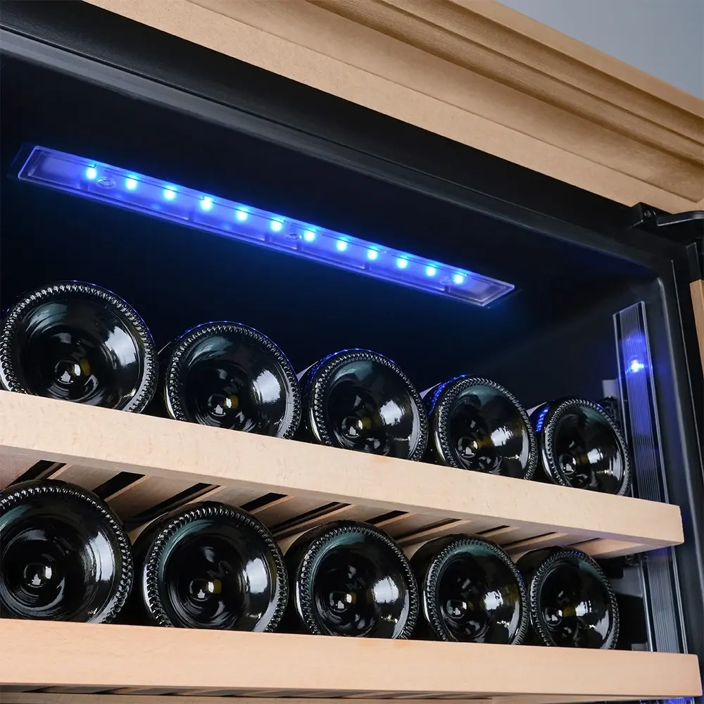 Винный шкаф двухзонный Meyvel MV77PRO-KBT2 (Натуральный бук)