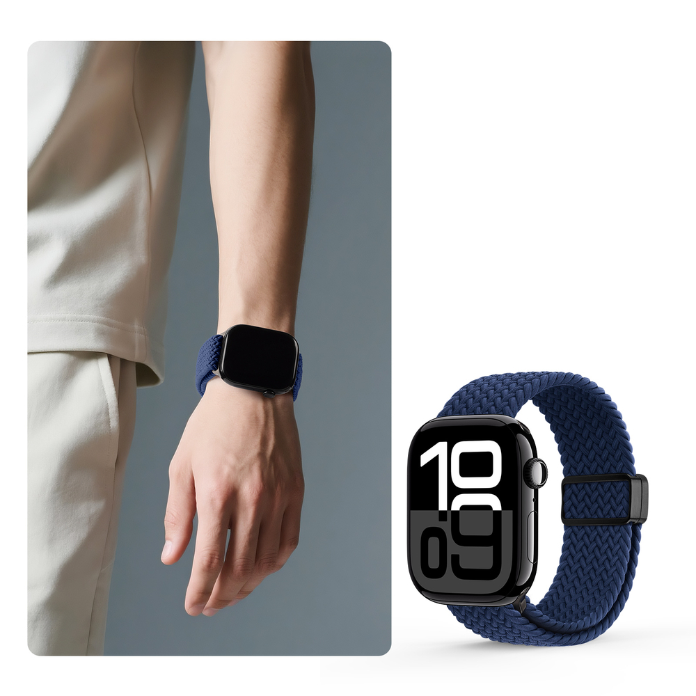 Эластичный ремешок синего цвета (Deep Blue) для смарт часов Apple Watch размером 42, 44, 45, 46, 49MM, серия Mixture Ultra Series от Dux Ducis