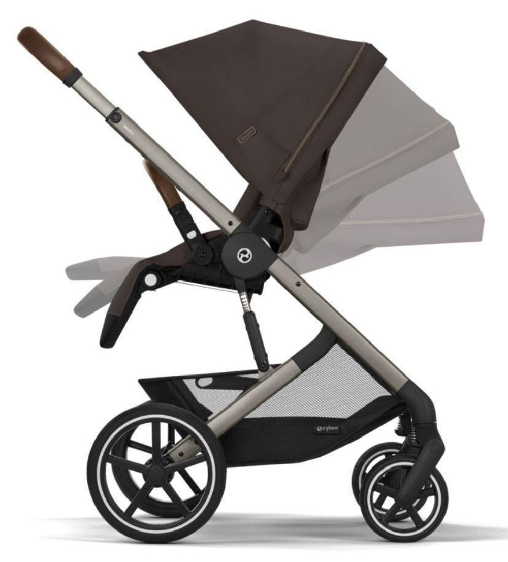 Коляска Cybex Balios S Lux TPE complete Aton B2 Dynamic Red Base One 4 в 1 Chocolate Brown с дождевиками