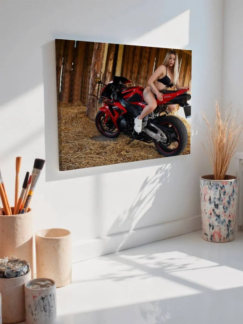 Картина на стену 40 X 50 Девушка на мотоцикле