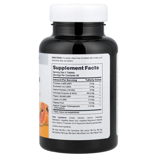 American Health, Super Papaya Enzyme Plus, жевательные таблетки с ферментами, папайя, 180 шт.