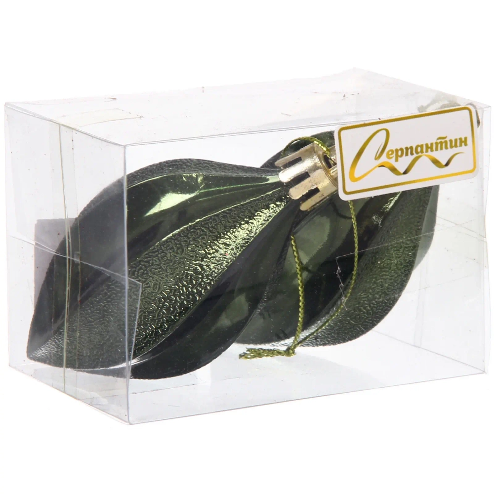 Ёлочные игрушки «Таинственное очарование» Капля 8 см (набор 2шт), изумруд