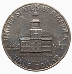 50 центов США. 200 лет независимости Америки. Кеннеди-Башня. 1976 год. UNC