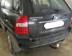 Фаркоп Hyundai Tucson 2004-2010 (кроме двигателя 2,7 л), Kia Sportage 2005-2010 , кроме авто с двумя выхлопными трубами, условно-съемный,(без электрики) Трейлер.7310