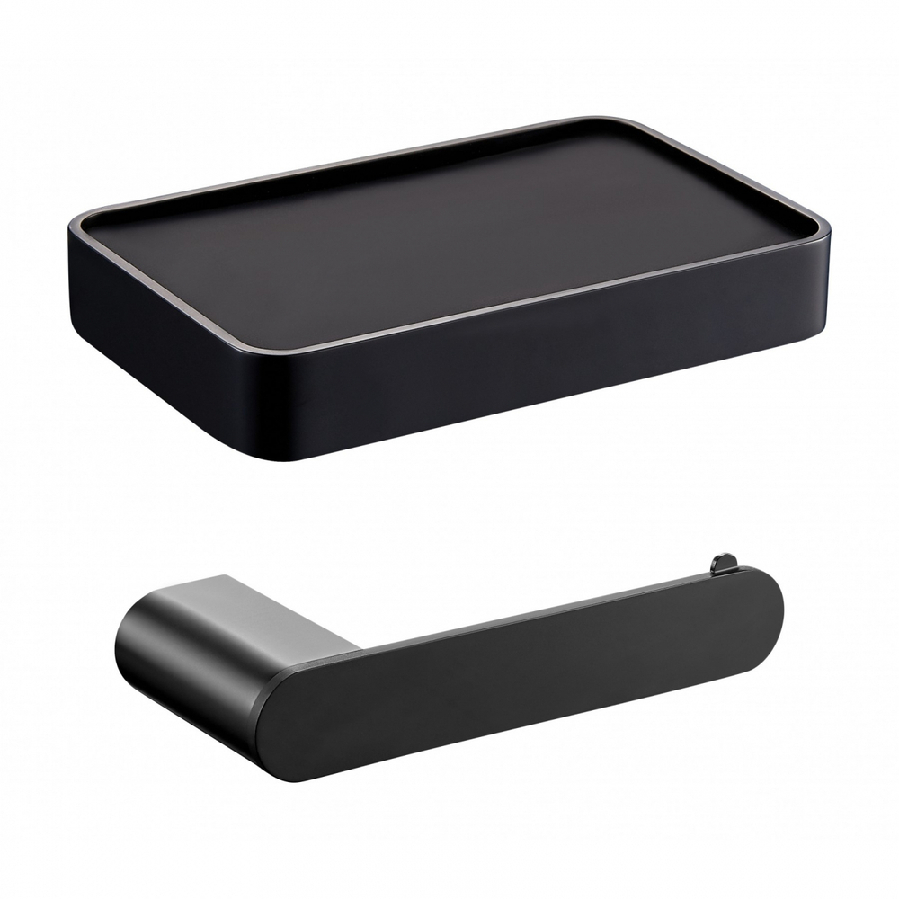 Держатель для туалетной бумаги с полкой WONZON & WOGHAND CARBON, Черный (WW-7726)