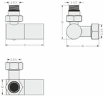 Вентиль Сунержа 3D левый цилиндр (G 1/2" НР х G 3/4" НГ)
