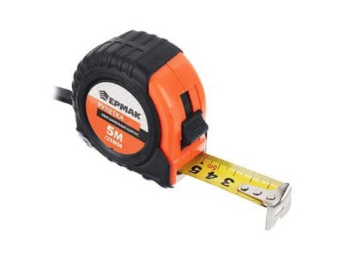 Рулетка 5м*25мм ЕРМАК обрезиненный корпус