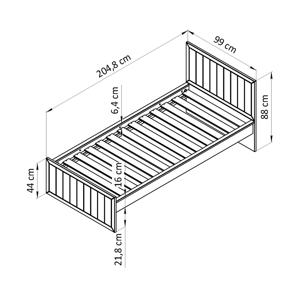 Кровать 90х200 Карлос, односпальная, массив сосны, зеленый эвкалипт, Dipriz