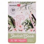 Скетчбук, белая бумага 180 г/м2, 142х212 мм, 20 л., гребень, твердая обложка, BRAUBERG ART CLASSIC, 112992