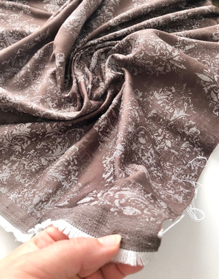 Портьерная ткань винтажный хлопковый жаккард Fabien col. 160 коричневый (высота 280 см, Индия)