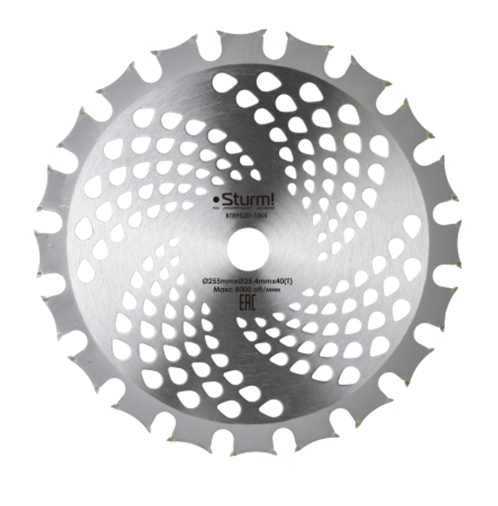 Нож для триммера стальной Sturm 255х25,4х40 с тверд.двустор.напайк
