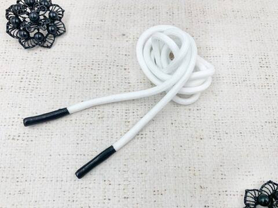 Шнур, ш. 6 мм, L 118 см, белый с чёрным