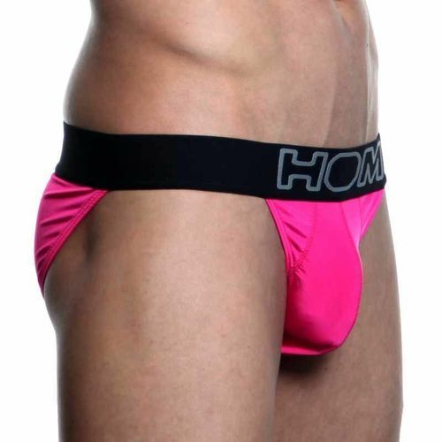 Мужские трусы танга розовые с черной резинкой HOM Night Therapy Tanga Brief Pink