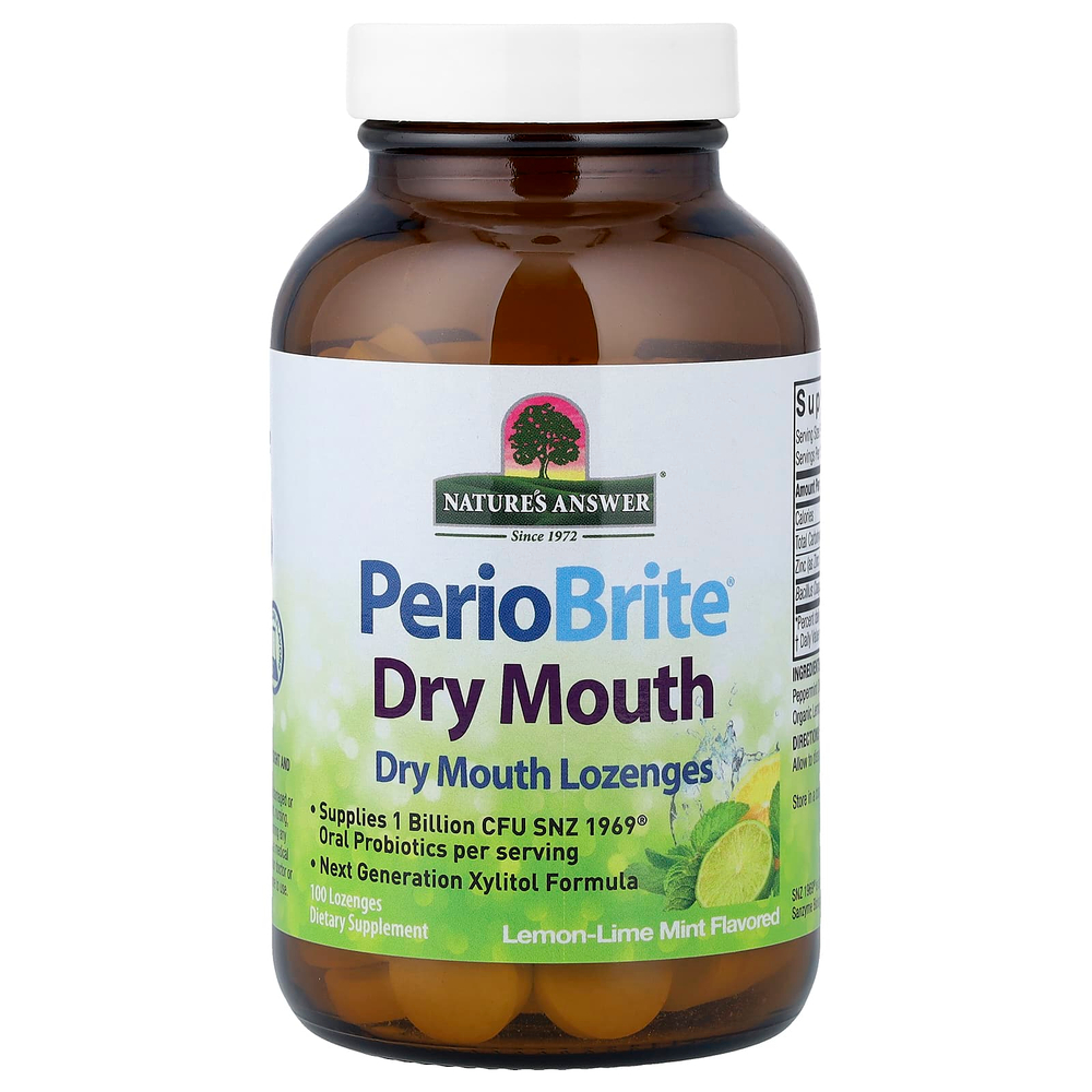 Nature's Answer, PerioBrite® пастилки для сухого рта, лимонно-лаймовая мята, 100 пастилок
