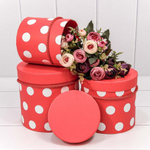 Коробка 18х17 см Набор 3 шт "Горошек" (Красный)
