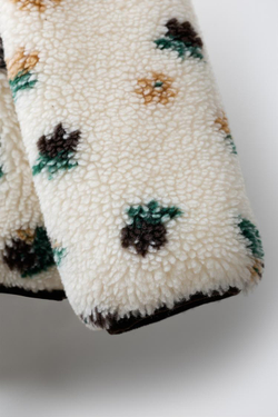 ZARA КУРТКА ИЗ ОВЧИНЫ С ЦВЕТАМИ, ЭКРЮ