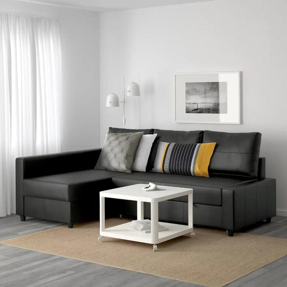 Угловой диван с функцией сна - IKEA FRIHETEN/ФРИХЕТЕН ИКЕА, 86х151х230 см, черный