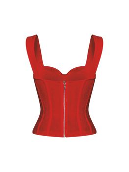 Топ-бюстье корсетного типа из сатина и кружева