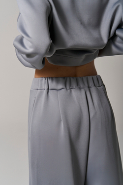 Брюки трикотажные wide leg серые