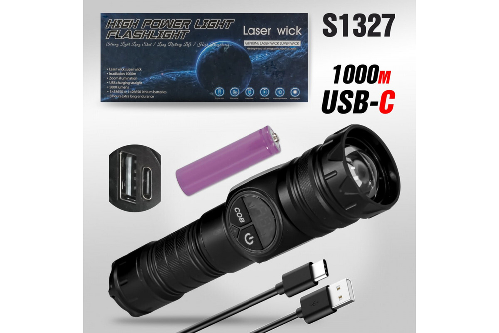 Ручной Светодиодный фонарь PM10-TG+COB (S1327)