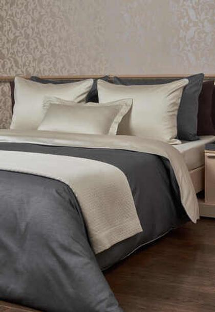 Постельное белье 2 спальное евро Сlaire Batiste Atelier Lot Bicolor серый-кремовый