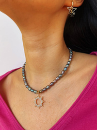 Ожерелье Черное солнце из черного жемчуга