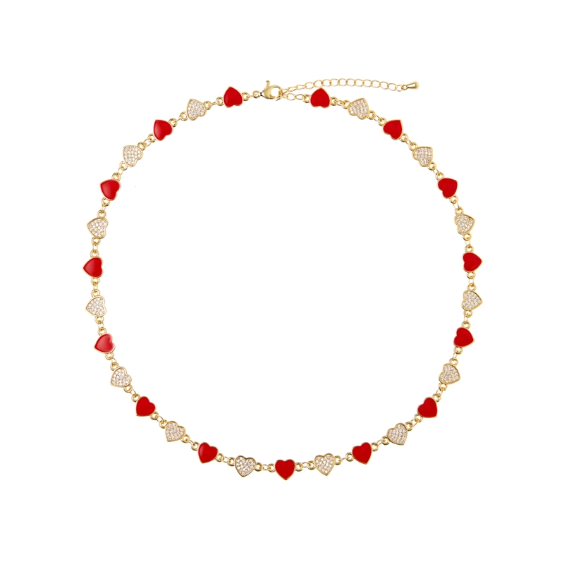 Колье Красные Сердца