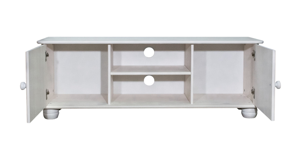 Тумба под телевизор из сосны Хаба 2 двери, 115х29х40, белая