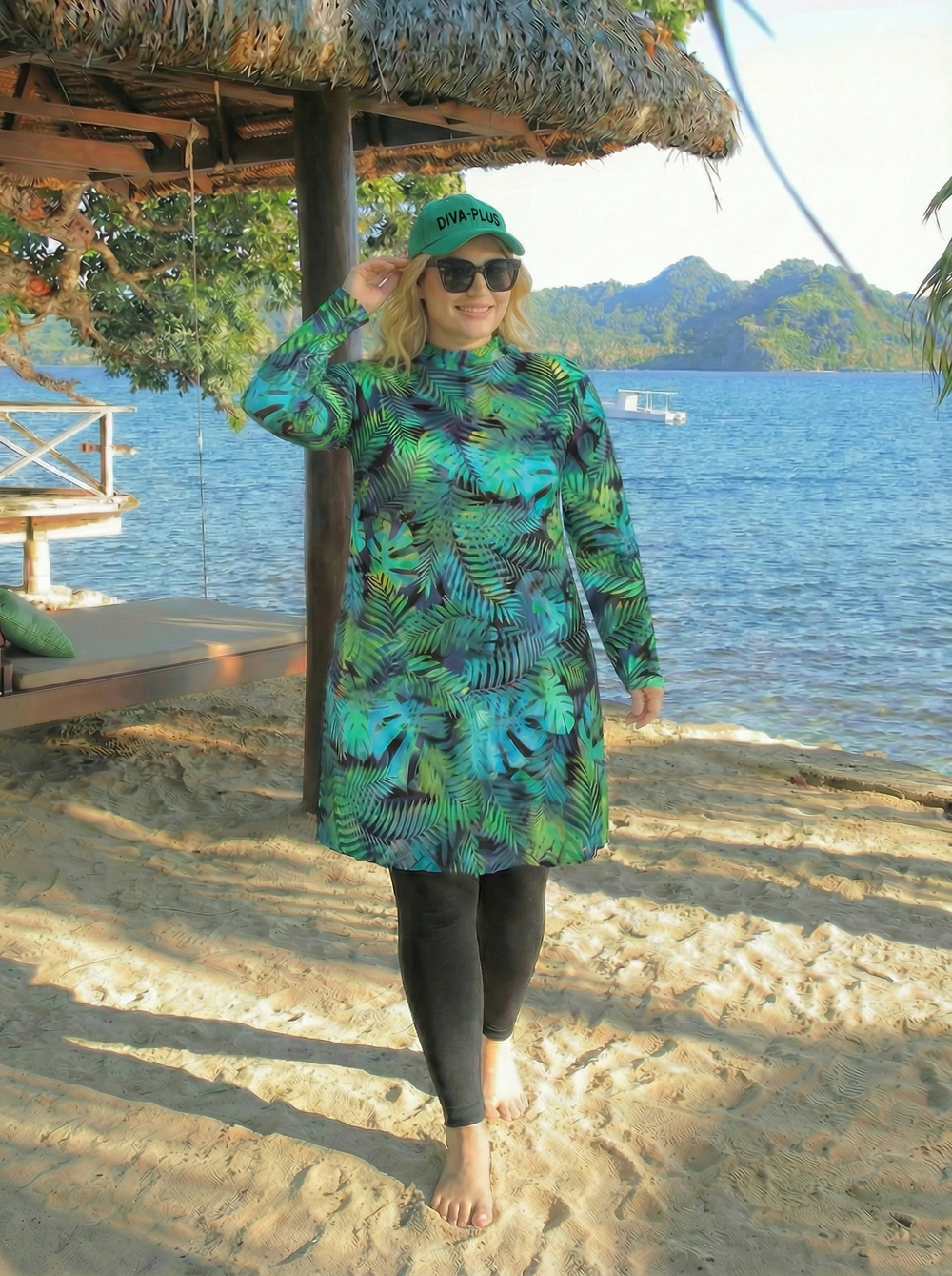 Купальный топ 17260 зеленый папоротник