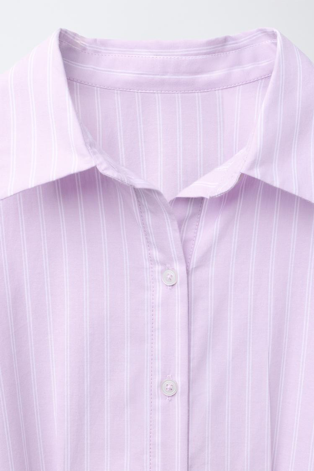 ZARA ПЛАТЬЕ-РУБАШКА В ПОЛОСКУ, ЦВЕТ МАЛЬВЫ