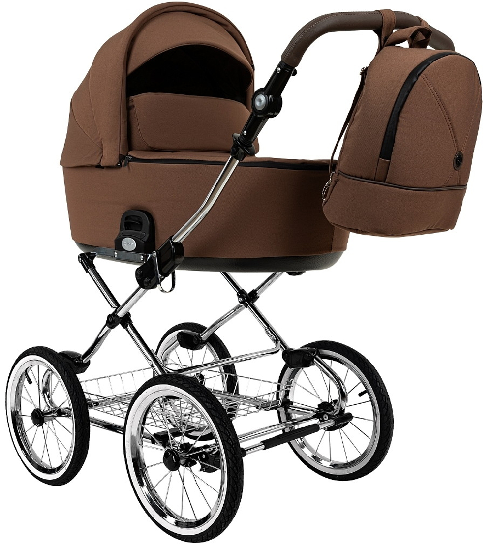 Детская коляска Roan Bass Next Classic d14 2.0 3 в 1 с автокреслом Tutis Elo Lux EduSky Black BSNC/91/2 Mocha Mousse/Black/руч.Cappuccino