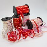 Лента (1 см*91,44 м) Золотые искры, Белый, Металлик, 1 шт.