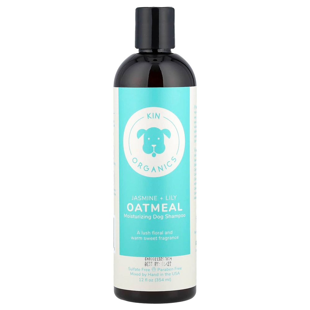 Kin+Kind, увлажняющий шампунь для собак с органической овсянкой, жасмин и лилия, 354 мл (12 жидк. унций)