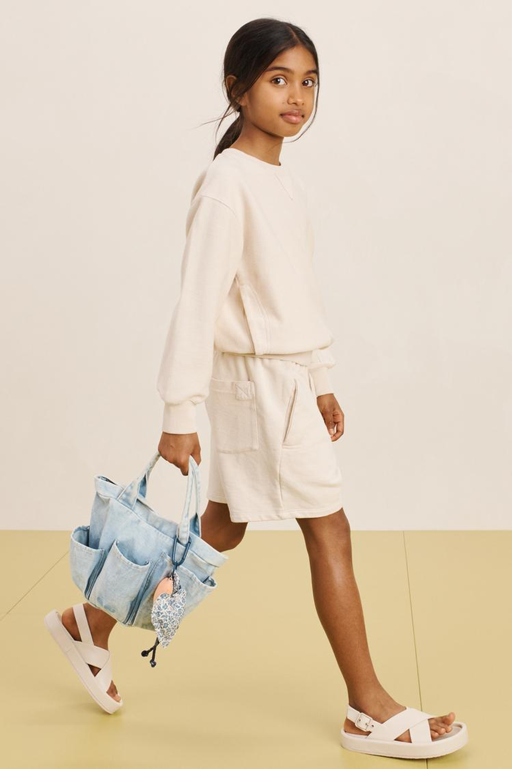 ZARA ХЛОПКОВЫЕ ШОРТЫ-БЕРМУДЫ, ЭКРЮ