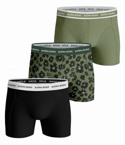 Мужские спортивные боксеры Björn Borg Shorts Sammy BB Fourflower 3P - oil green