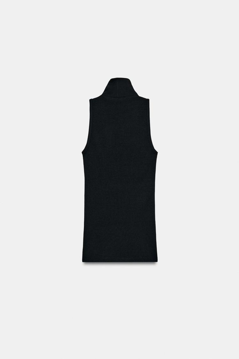 ZARA ТОП БЕЗ РУКАВОВ С ВОРОТНИКОМ-СТОЙКОЙ, ЧЕРНЫЙ