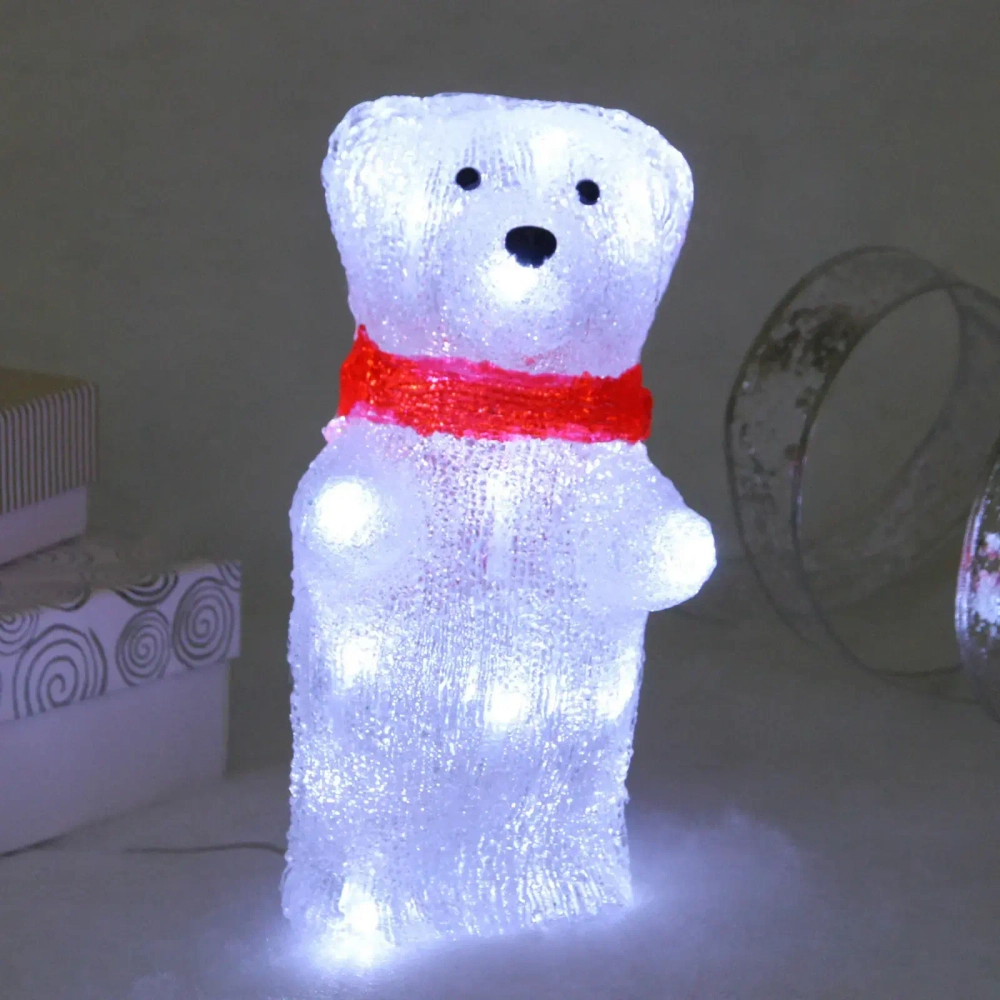 Фигура светодиодная «Мишка-малышка» 12*12*24 см, 20 ламп LED, авторежим, 220V, Белый