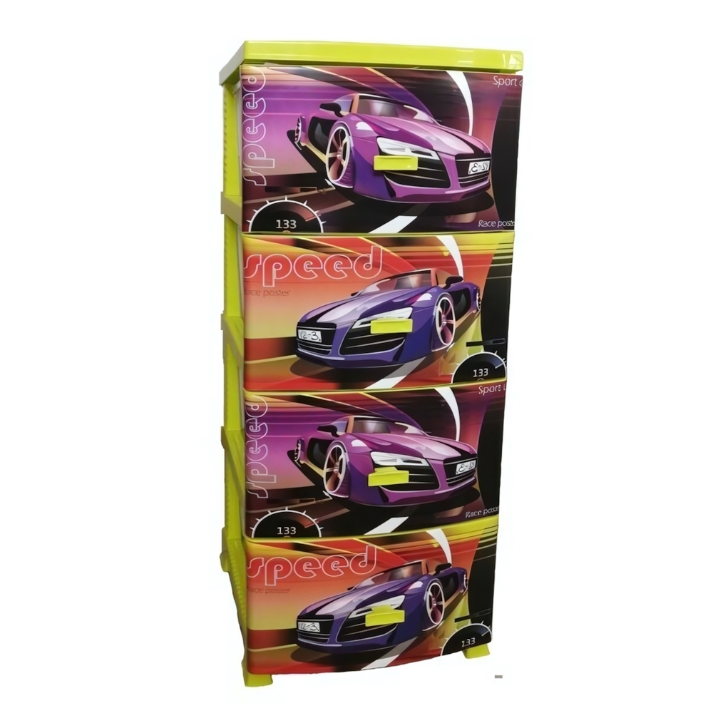 Комод ДЕКОР(моно рис) 4-х Спорткар лимонный РП-451