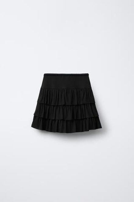 ZARA ЮБКА-ШОРТЫ С ВОЛАНОМ, ЧЕРНЫЙ